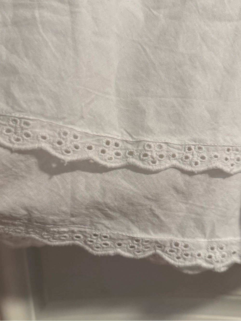 American Vintage White Cotton Lace-Trim Babydoll Chemise Top - Picture 4 of 6